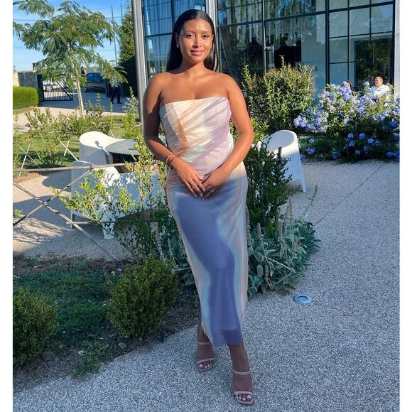 ZARA Ruched Midi Dress NWT | Strapless Multicolor | Size L - Picture 7 of 16